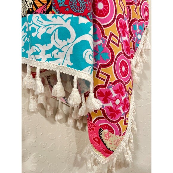 ~ Grace & Lace Med Boho Serape Crochet Poncho Coverup Tassel Beach Tropical Boho - Picture 2 of 14